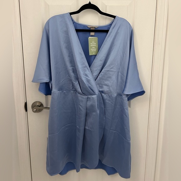 NWT H&M Blue Wrap Dress, Sz XL - Picture 1 of 8